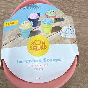 Sun Squad Ice Cream Scoop 4 Pack, Dishwasher Safe, BPA Free, Multi Color